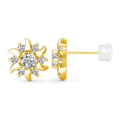 14k Gold Sunflower Dazzling 0.60ct Moissanite Flower Earrings Gift