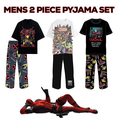 Herren Marvel Figur Baumwolle Pyjama Lounge Set Größe S - 2XL