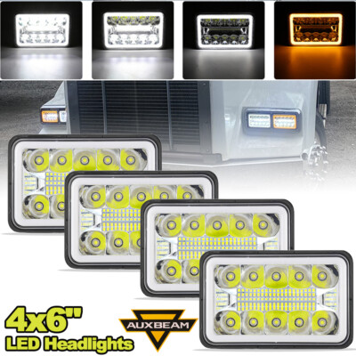 4PCS DOT 4x6'' LED Headlights Hi-Lo DRL for Chevy C10 C20 C30 Camaro Ford 81-1987