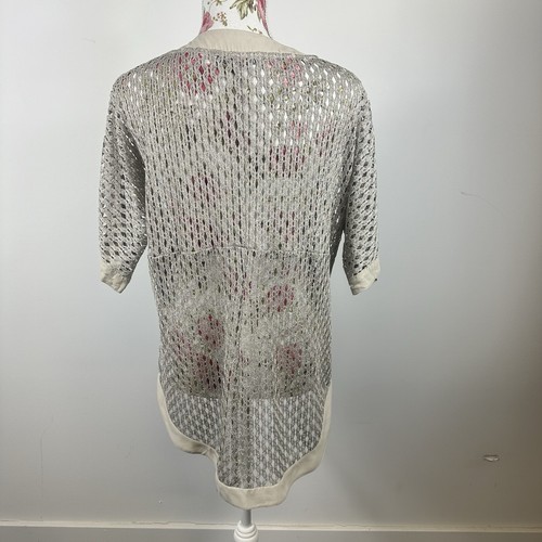 The Ark women's grey top scoop open weave short sleeved contrast trim Size L - Picture 5 of 11