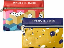 PU Pencil Case Zips Pen Bag Girls Make up Boys Stationery Box Storage Pouch 