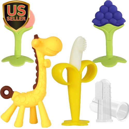 Baby Teething Toys, Silicone Baby Teether Freezer BPA Free, Soothe Babies Tee...