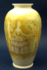 MINGHETTI Bologna Vaso ceramica lustro 1900 Liberty Decoro personaggi veneziani