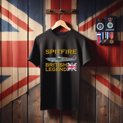 T-Shirt Supermarine Spitfire britische Legende Kampfflugzeug Royal Air Force Top