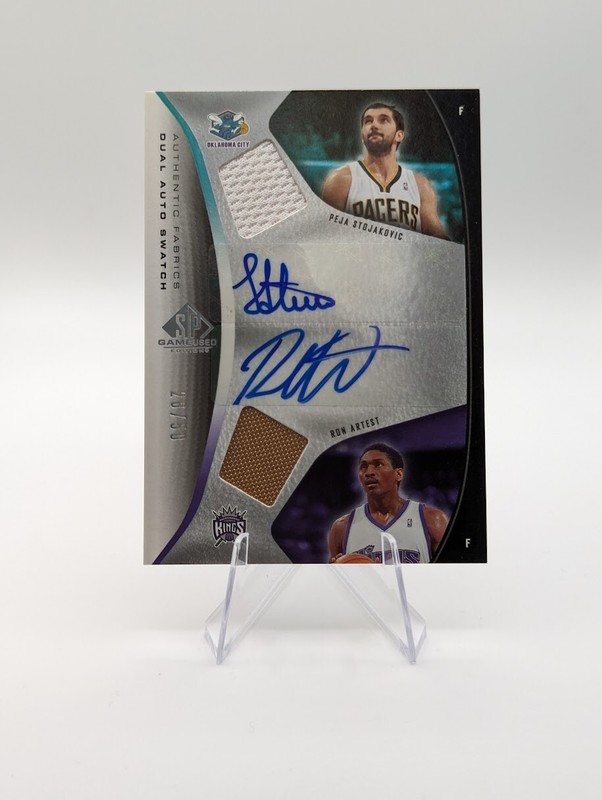 Ron Artest Peja Stojakovic 2006-07 SP Game Used Dual Auto Patch SP /50 #AFDA-AS