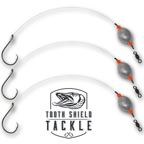 3 Pack Carolina Drum Rig Redfish Catfish Rigs 80lb Fluorocarbon 8/0 Mustad 3oz - 第 1/1 張圖片