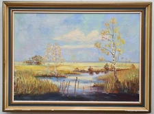 No.: 1360 oil painting artwork picture painting oil painting forest lake nature birch