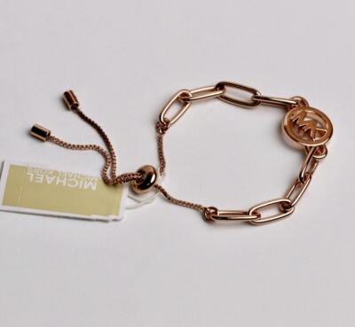Michael Kors Rose Gold-Tone Logo Chain Bracelet Michael Kors Rose Gold Tone Chain Link Logo Bracelet | eBay main image 2