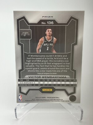 23-24 PANINI PRIZM Wembanyama インサート RC 2023-24 Panini Prizm Victor Wembanyama RC #136 Graded PSA 9 NBA