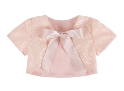 Rose Gold Sequins Capes Flower Girl Bolero Jacket Dress Cover Up Girls Shrug  | eBay