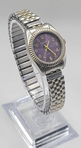 Mens Sharp Purple/Blue, gold beveled edge, SHP935L Gold/Silver Vintage Watch TST - Afbeelding 1 van 5