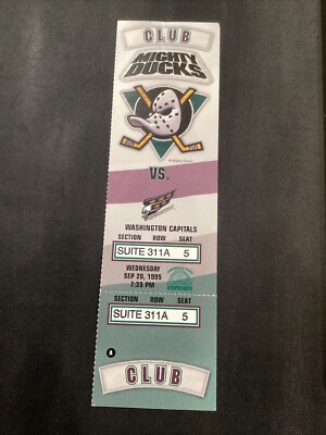 DeXeultio デクス 写メ券 1995 Mighty Ducks Of Anaheim v Washington Capitals Club Suite
