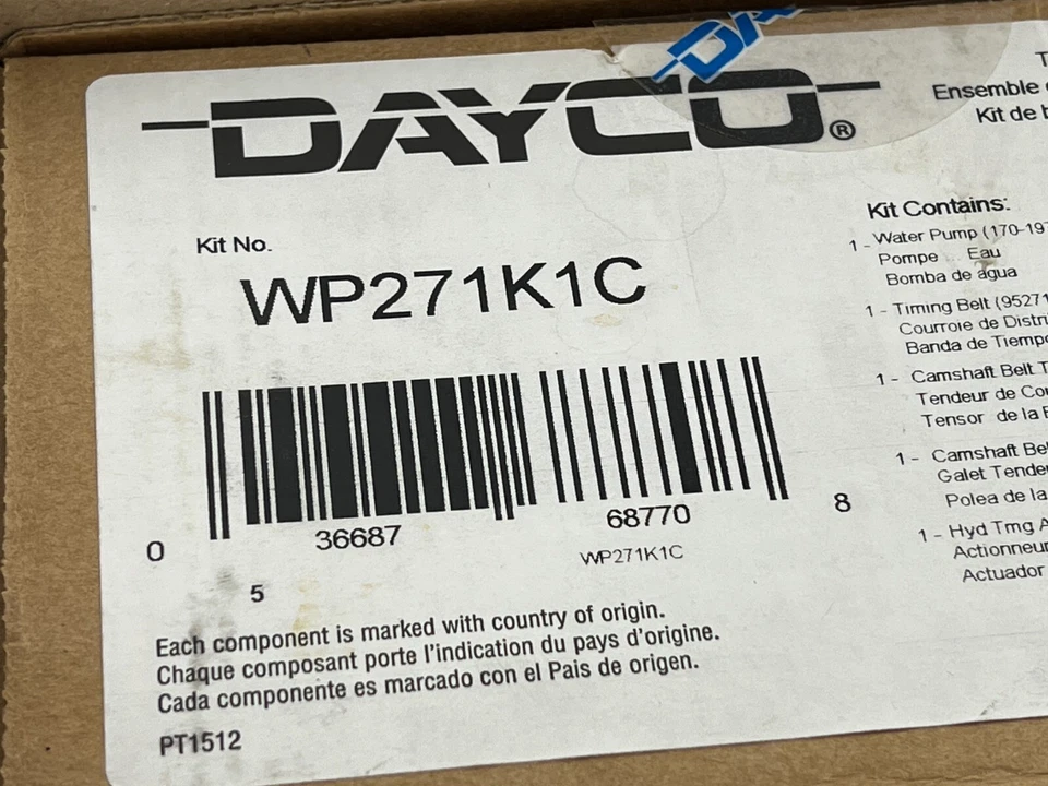 Dayco Engine Timing Belt WP271K1C Water Pump for 1995-1998 Toyota T100 - Image 3 of 4