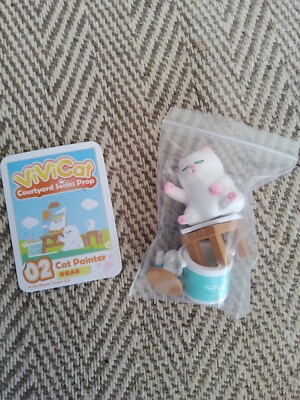 POP MART x ViViCat Figur Cat Painter 2022 Courtyard Series Prop Miaows Tencent