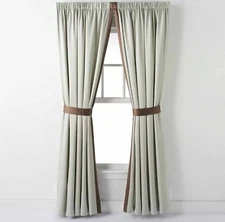 HOME CLASSICS Marissa Window Panel Curtain Pair with Tiebacks 42" x 84"GREEN NEW