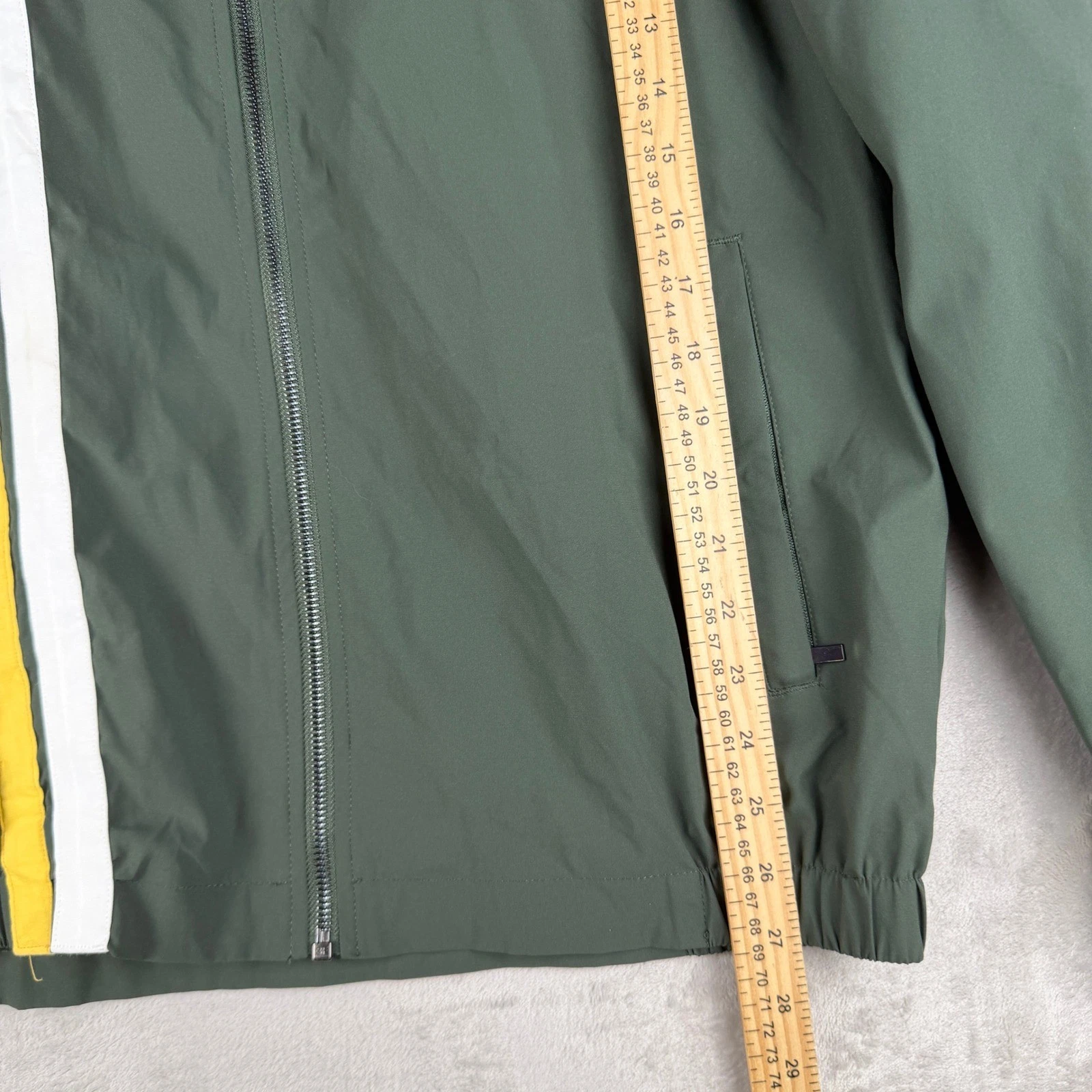 Outdoor Jacket Mens Medium Green Full Zip Racing Style Windbreaker CAB Patch image 5