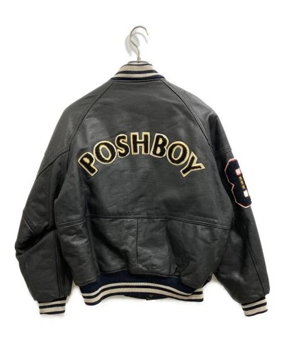 POSH BOY                    Cow leather stadium jacket black image 2