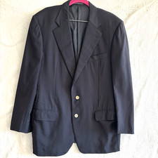 Ermenegildo Zegna Blazer 44R Wool Jacket Navy Blue Gold Buttons Sport Coat