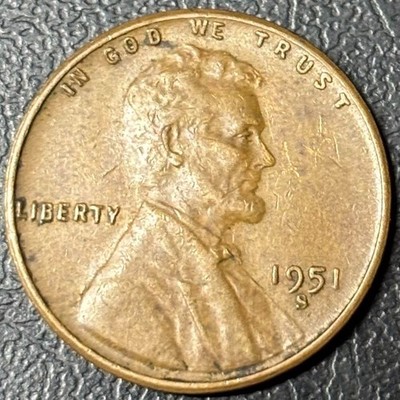 1951-S Lincoln Wheat Cent   Fine to Extra Fine   San Francisco Mint   Semi-Key