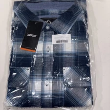 Tacvasen Men’s Long Sleeve Flannel Shirt Blue/ White Plaid Size: M NEW!