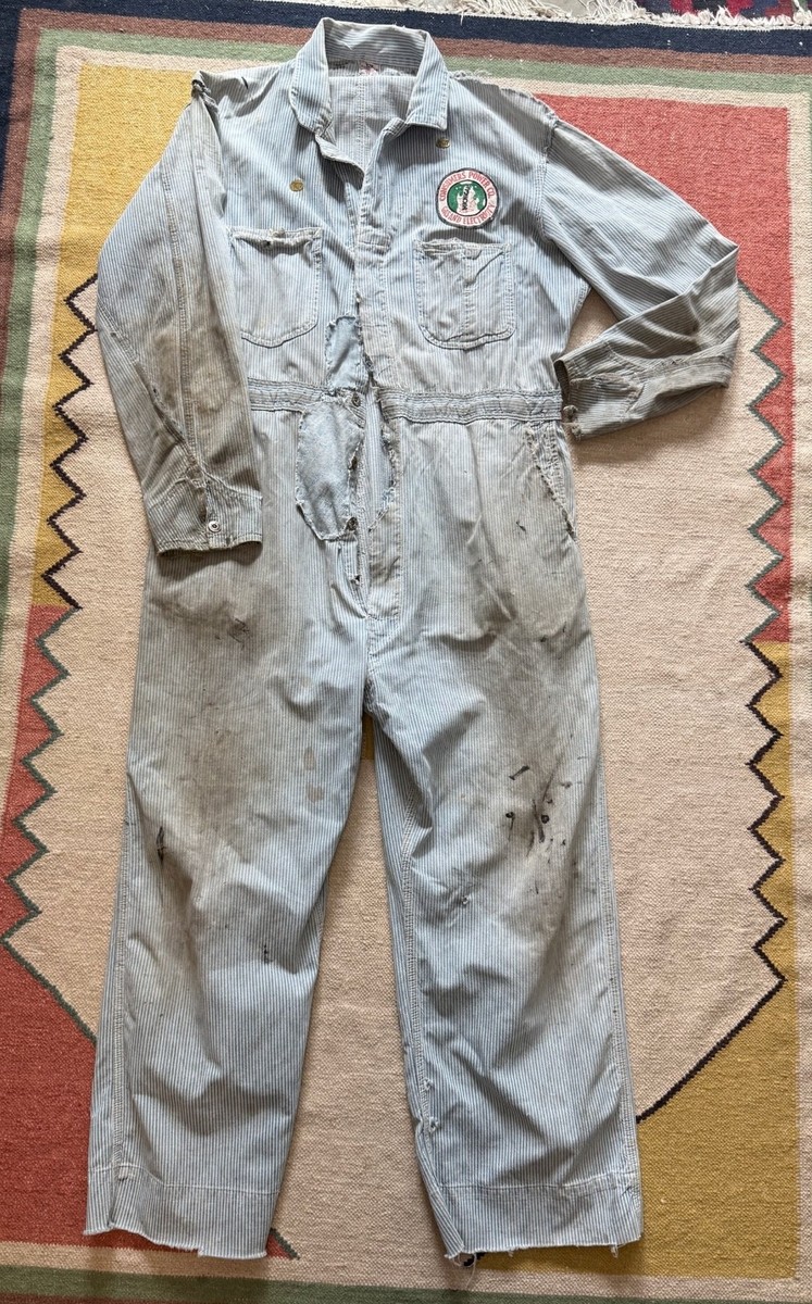 50's UNION MADE BY Lee ヴィンテージ スクラップ 当時物 VTG 1940s-50s Lee Union Alls Union Made Hickory Stripe Coveralls