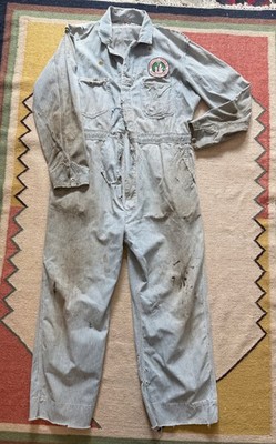 30〜40s Print Stripe White COVERALL VTG 1940s-50s Lee Union Alls Union Made Hickory Stripe Coveralls