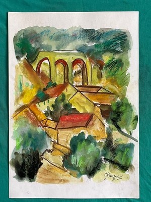 Georges Braque drawing and painting on old paper signed stamped vintage