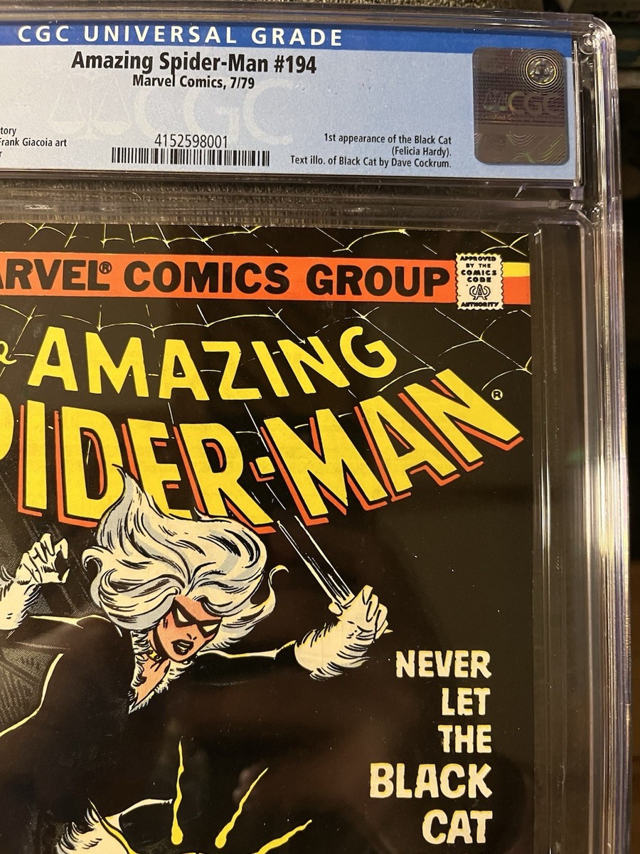 Amazing Spider-Man #194, 1st Black Cat CGC 9.6 ; Yellow Bar Error