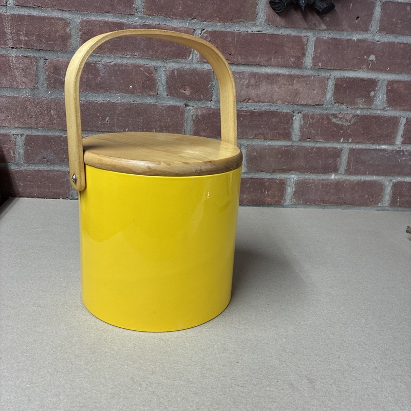 Vintage MCM Ice Bucket Georges Briard Canary Yellow With Lid