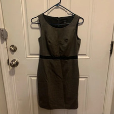 Ann Taylor Petites Gray Sheath Midi Wool Blend Pencil Dress Sleeveless Crew Neck