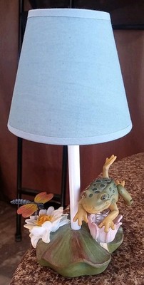 Vintage FIGI Frog & Dragonfly Spring-mounted Small Table Lamp Kids Office Home