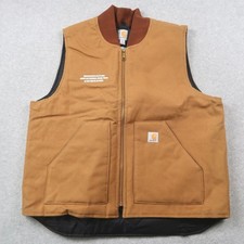 Carhartt V01 BRN Duck Vest Mens XL Brown Quilt Lined Water Heater Solutions Logo