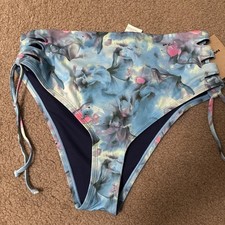 Nike Swim Women's Aqua Floral Lace Up Bikini Bottom Size L