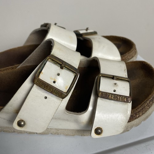 Birkenstock Arizona Sandals White Leather Size EU 37 Narrow Fit Germany Made - Bild 3 von 13