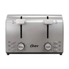 Oster 4 Slices Wide Slot Toaster Silver 4-Slice Extra-Wide Slots Bagel Reheat