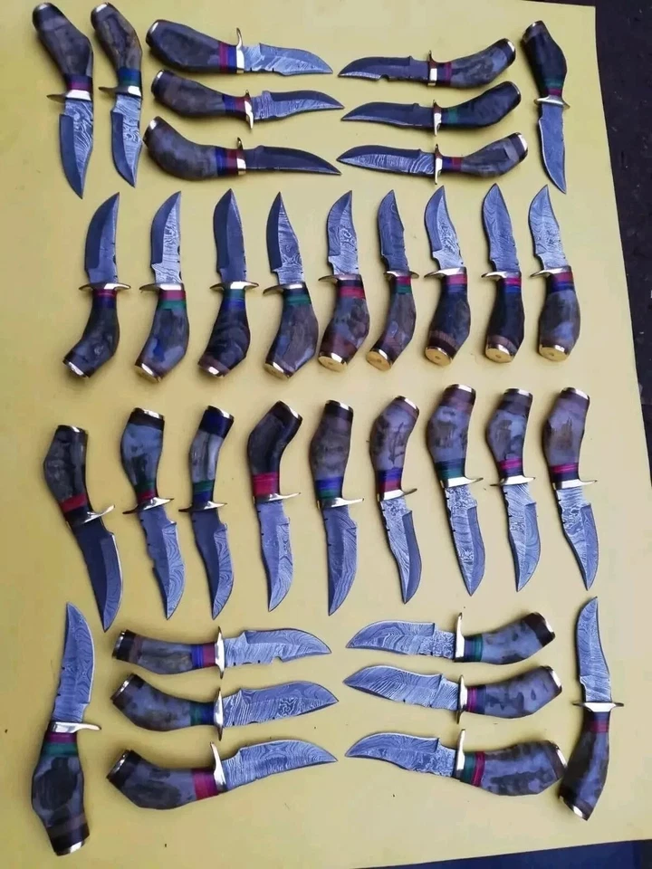 LOT 20PCS, 6'' SKINNER KNIFE RAM HORN HANDLE HANDMADE DAMASCUS WITH SHEATH - Image 4 of 4