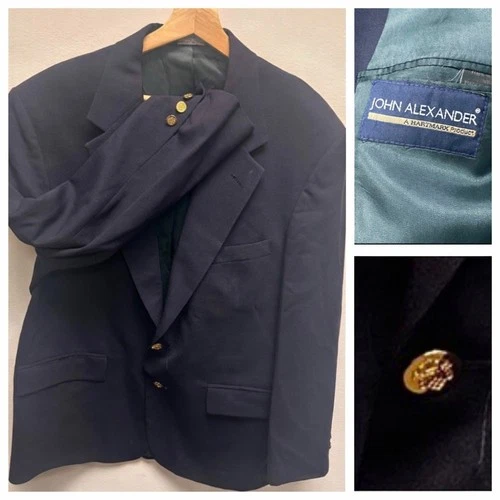 John Alexander Blazer Mens Size 42S Gold Button Classic Worsted Wool Preppy video thumbnail