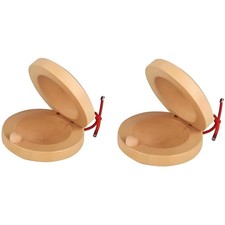 Wooden Castanet, Percussion Instrument - 2Pcs Hand Finger Castanets, Wood Cas...