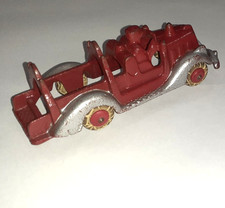Vintage 1930s Hubley Cast Iron Red Fire Truck Engine Rubber Wheels 4 1/2" Toy