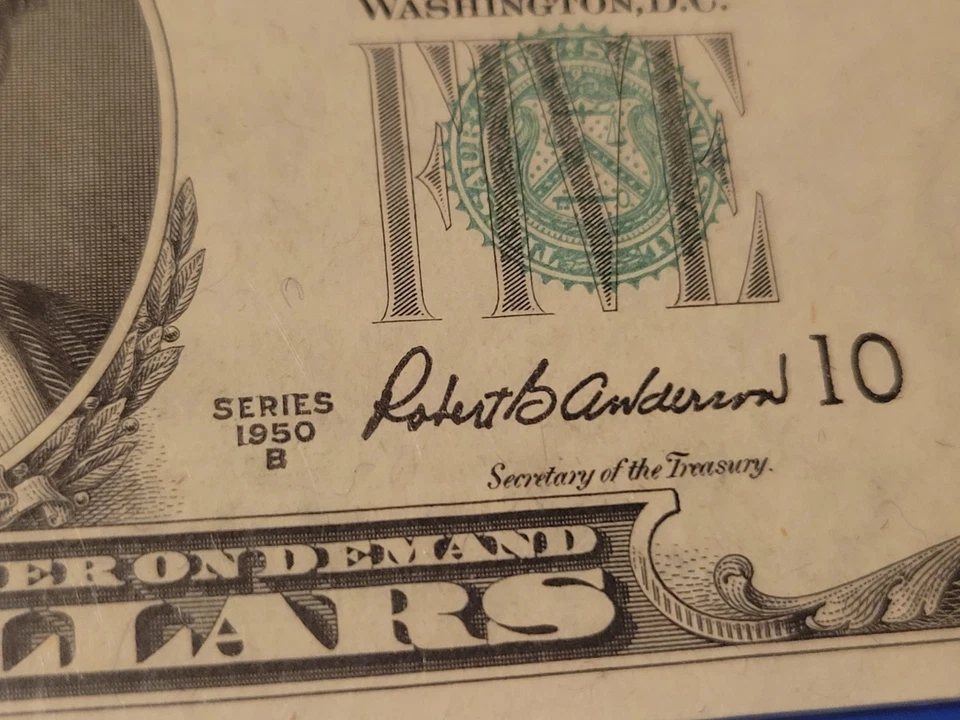 FR-1963J 1950-B $5 Federal Reserve Note Kansas City **CRISP UNCIRCULATED** - Image 3 of 3