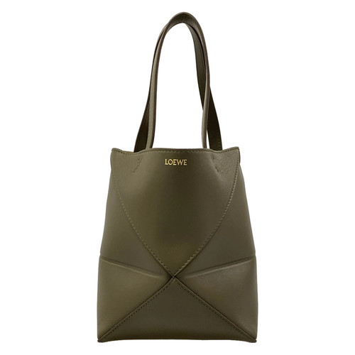 LOEWE Puzzle Fold Tote Mini Khaki shiny calf Tote Bag