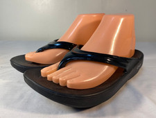 OOFOS OOlala Flip Flop Sandals Women's Black Slip On - US 7 EU 38