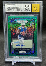 2023 PANINI PRIZM #343 ANTHONY RICHARDSON AUTO GREEN /5 BGS 8.5 / 10 ROOKIE QB