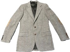 VTG Adams Row Mens 39L Multi-Tone Brown Tweed Pure Wool Sport Coat W/Suede elbow