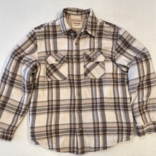 Wrangler Plaid Sherpa Lined Button Shacket Jacket w/ Pockets Beige Brown M