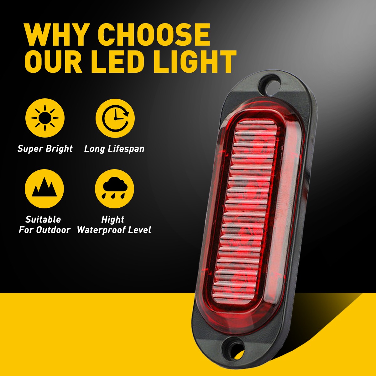 USA Universal 8X Red 4-LED Side Marker Lights Clearance Indicator Oval Lamps New