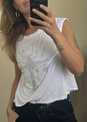 Camiseta Pepe Jeans Blanca Con Cuentas Logo Union Jack Pequeña - Imagen 1 de 4