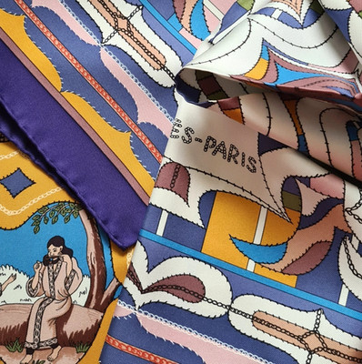HERMES PARIS 2011 ESPRIT AINOU 90 TUCH SCHAL CARRE FOULARD SCARF NATSUNO HIDAKA