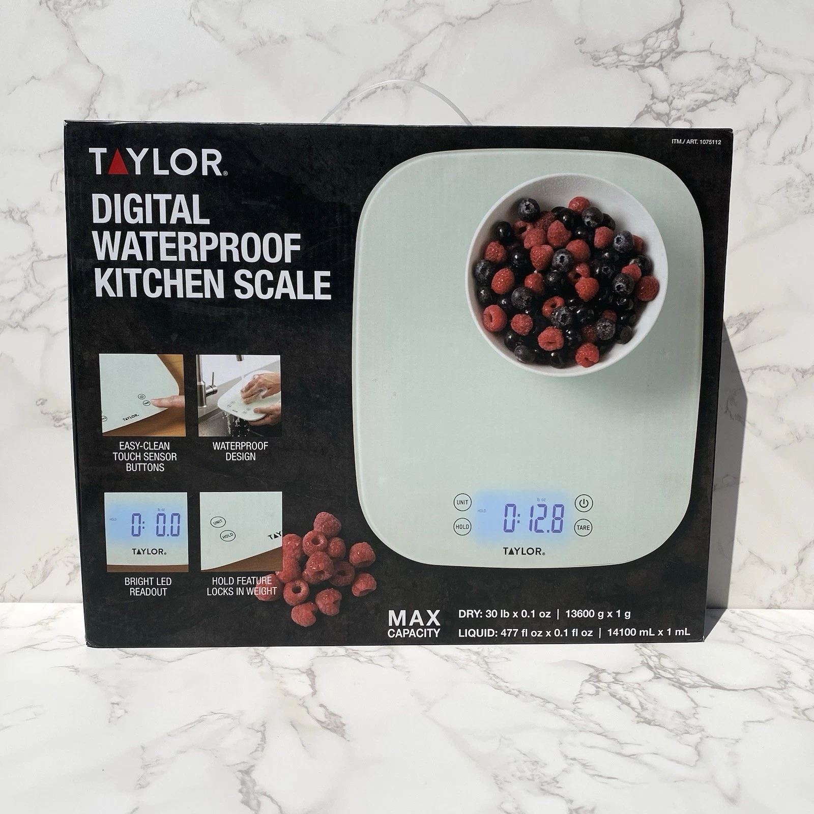 New Taylor Waterproof LED Digital Kitchen Platform Scale, Liquid Dry Ingredients