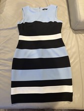 Tommy Hilfiger Women's Sleeveless Dress Size Medium Striped Blue White and Black